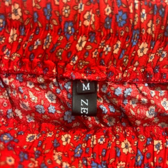 Boho Floral Print Red Prairie Ruffle Maxi Skirt Women's Size Medium - Picture 6 of 6